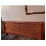 Stanley Bedroom Suite including  Pine Dresser with Dual Oval Mirrors, King Bed with headboard/ footboard/ rails, nightstand, armoire and more