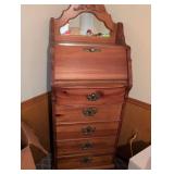 Stanley Bedroom Suite including  Pine Dresser with Dual Oval Mirrors, King Bed with headboard/ footboard/ rails, nightstand, armoire and more