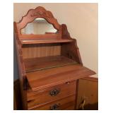Stanley Bedroom Suite including  Pine Dresser with Dual Oval Mirrors, King Bed with headboard/ footboard/ rails, nightstand, armoire and more