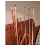 1940s Billiard Pool Cue Stand with Supreme Talc Can and misc