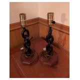 Mid-Century Spiral Wooden Table Lamps