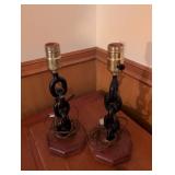Mid-Century Spiral Wooden Table Lamps