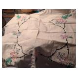 Hand Embroidered Floral Tablecloth