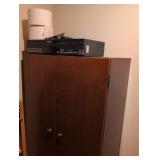 Go Video Dual VHS Player/Recorder with cabinet and contents