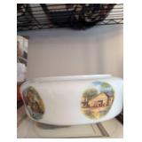 MCM Country Scene Milk Glass Light Cover