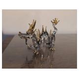 Hand-Blown Glass Dragon Figurine with Gold Accents
