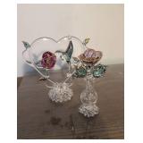 Hand-Blown Glass Heart with Roses