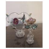 Hand-Blown Glass Heart with Roses