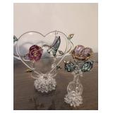 Hand-Blown Glass Heart with Roses