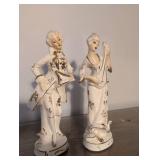 White and Gold Porcelain Music Figurines