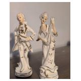 White and Gold Porcelain Music Figurines