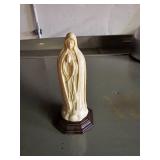 Vintage Madonna Religious Statue with Wooden Base