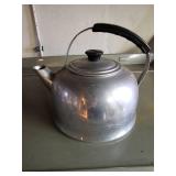 Vintage Aluminum Tea Kettle with Black Handle