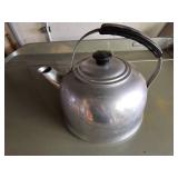 Vintage Aluminum Tea Kettle with Black Handle