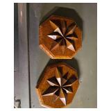 Vintage Octagonal Carved Wood Wall Plaques