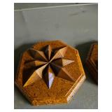 Vintage Octagonal Carved Wood Wall Plaques