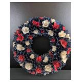 Patriotic Wood Flower Wreath