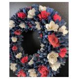 Patriotic Wood Flower Wreath