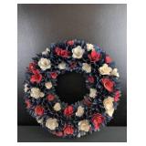 Patriotic Wood Flower Wreath