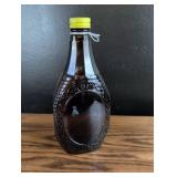 Vintage log cabin syrup glass bottle with lid