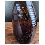 Vintage log cabin syrup glass bottle with lid