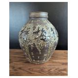 Japanese Ceramic Art Vase with Calligraphy
