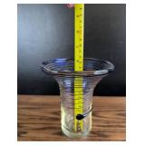 Italian Murano Cobalt Blue Threaded Art Glass Vase