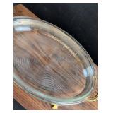 MCM Clear Glass Serving Dish with Brass Feet
