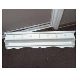 White Wooden Wall Shelf with Drawers and towels/ blanket bar