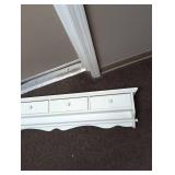 White Wooden Wall Shelf with Drawers and towels/ blanket bar