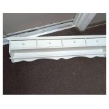 White Wooden Wall Shelf with Drawers and towels/ blanket bar