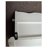 White Wooden Wall Shelf with Drawers and towels/ blanket bar