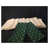 Mixed Cloth Napkin Set - Green Floral and White Waffle
