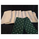 Mixed Cloth Napkin Set - Green Floral and White Waffle