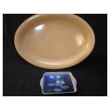 Plastic Platter and Monet Water Lilies Decorative Tray Set