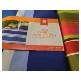 Cool Stripe Fabric Indoor/Outdoor Tablecloth - 60\"x 84\" with Umbrella Hole