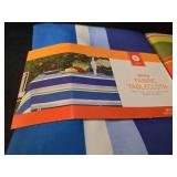 Cool Stripe Fabric Indoor/Outdoor Tablecloth - 60\"x 84\" with Umbrella Hole