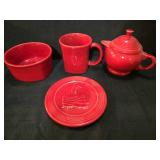 Fiesta Scarlet Red Teapot and Cup Set