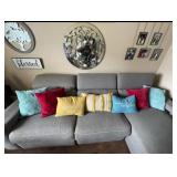 Modern Grey Sectional Sofa with Decorative Pillows - Retail: $1,799