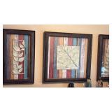 Rustic Wood Panel Wall Art with Silver Leaves - Retail: $500