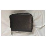 Black Leather Zip Around Card Holder Wallet - Retail: $15