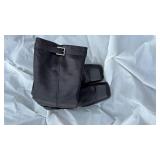 Black Leather Knee-High Boots with Buckle Detail Size 11- Retail: $45