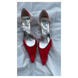 Wild Rose Red Suede Crystal Strap Pumps Size 11 - Retail: $45