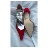 Wild Rose Red Suede Crystal Strap Pumps Size 11 - Retail: $45
