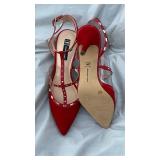 Red Studded Pointed Toe Strappy Heels size 10 - Retail: $45