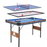 DRM 55Inch Multi Function 3 in 1 Combo Game Table, Folding Pool Table/Billiard Table, Hockey Table, Table Tennis Table