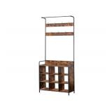 Brand: Generic13-in-1 Entryway Hall Tree Coat Rack with 1 Hanging Shoe and 7 Hooks Brown Dots Rustic Metal Wood Powder Coated Finish
