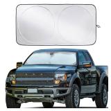 FACTORY SEALED - EcoNour Truck Windshield Sun Shade with Storage Pouch | Reflective 240T Material Sun Shield for UV & Heat Protection | Foldable Windshield Cover | Must-Have Truck Accessories | X-Larg