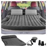 KMZ SUV Air Mattress Thickened and Double-Sided Flocking Travel Camping Bed with 2 Pillows & Electric Pump Dedicated Mobile Cushion Inflatable Bed for SUV Trunk and Rear Seat (Dark Gray)
