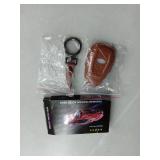APPEARS NEW - Tukellen Compatible with Subaru Leather Key Fob Cover with Keychain Fit For WRX Outback Ascent Forester Crosstrek Legacy Impreza Smart Remote, Genuine Leather Case-Brown